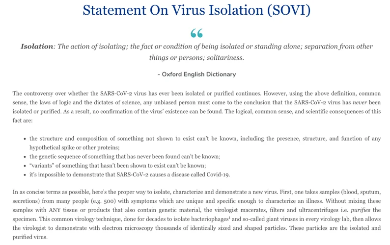 Statement of Virus Isolation